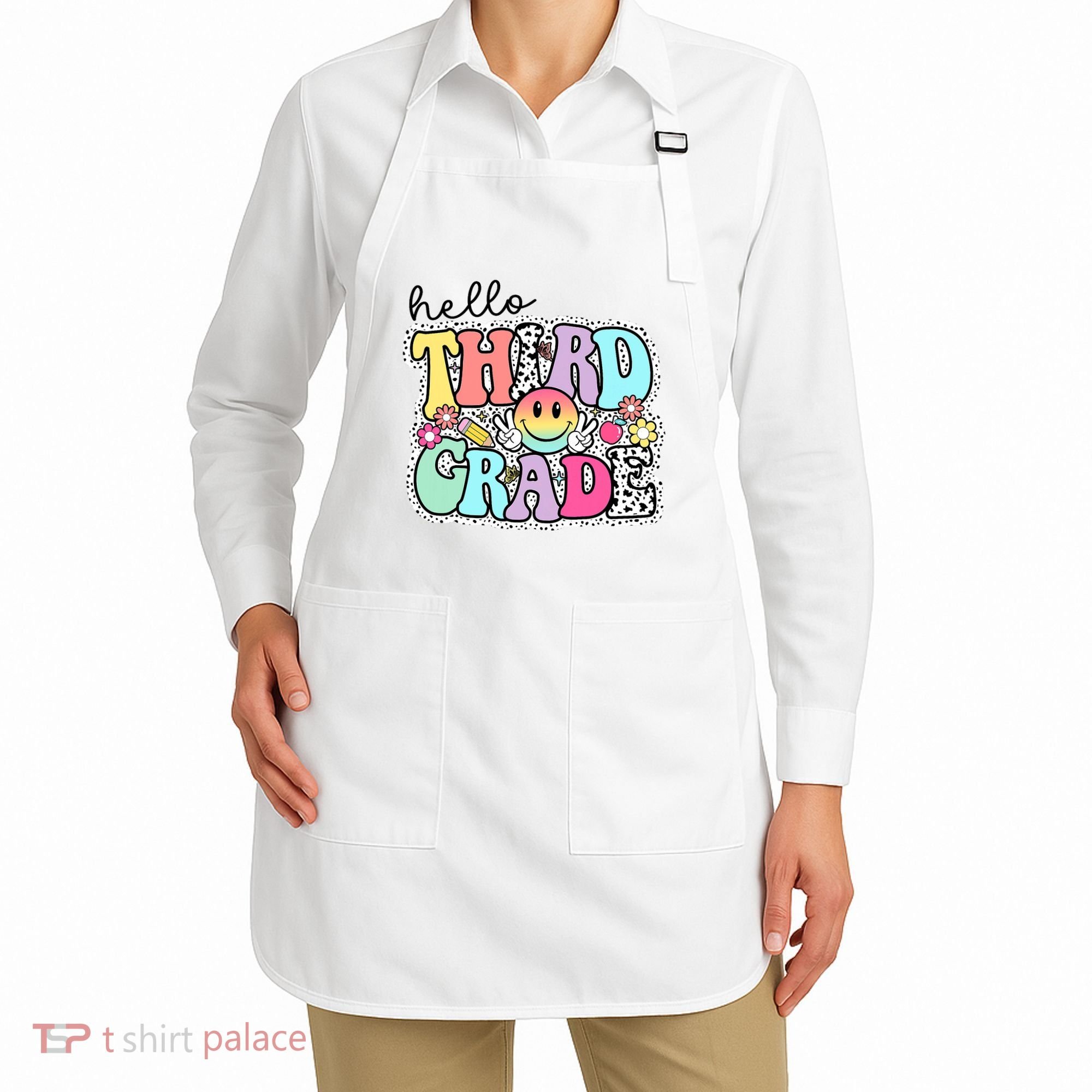 Hello Third Grade Team 3rd Grade Girl Teacher Back To School Apron