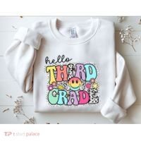 Hello Third Grade Team 3rd Grade Girl Teacher Back To School Sweatshirt thumb 2