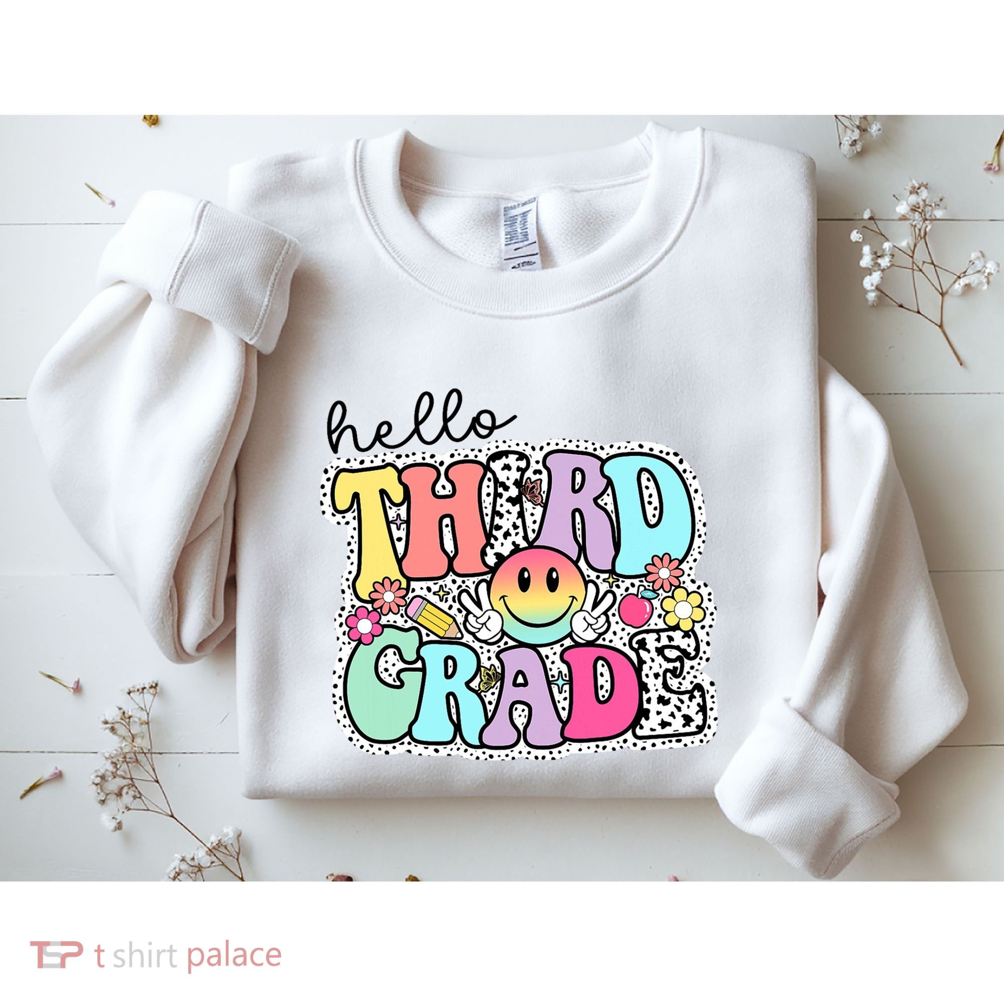 Hello Third Grade Team 3rd Grade Girl Teacher Back To School Sweatshirt