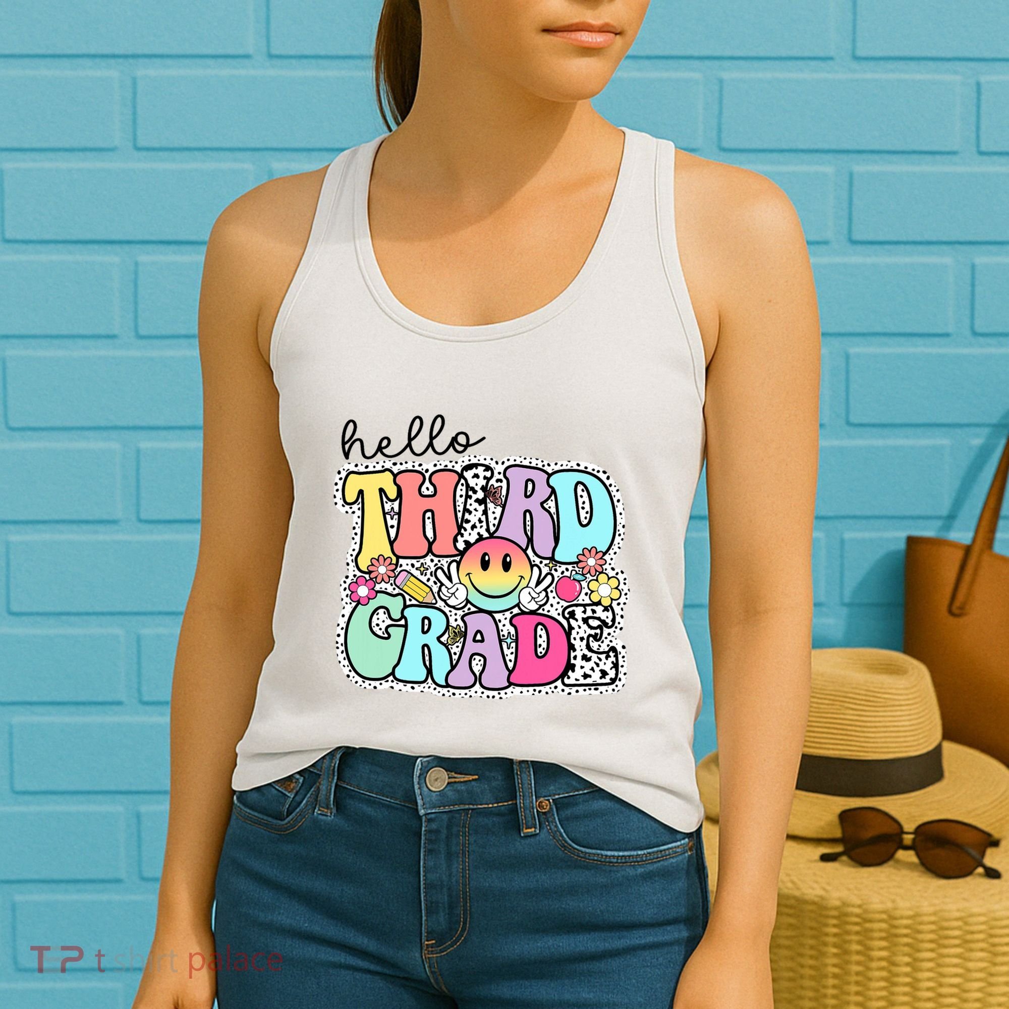 Hello Third Grade Team 3rd Grade Girl Teacher Back To School Women's Tank Top