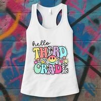 Hello Third Grade Team 3rd Grade Girl Teacher Back To School Women's Tank Top thumb 3