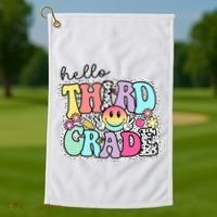 Hello Third Grade Team 3rd Grade Girl Teacher Back To School Golf Towel thumb 1