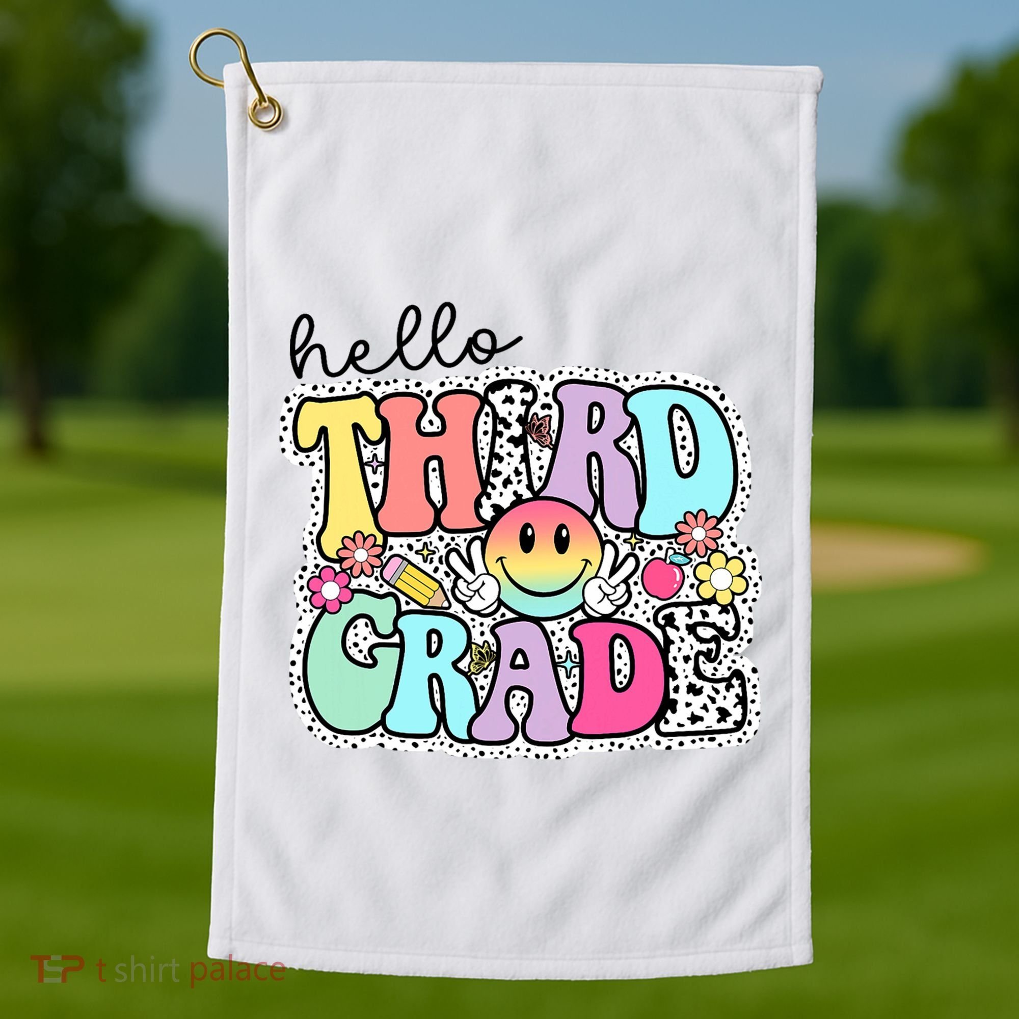 Hello Third Grade Team 3rd Grade Girl Teacher Back To School Golf Towel