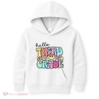 Hello Third Grade Team 3rd Grade Girl Teacher Back To School Kids Hoodie thumb 0
