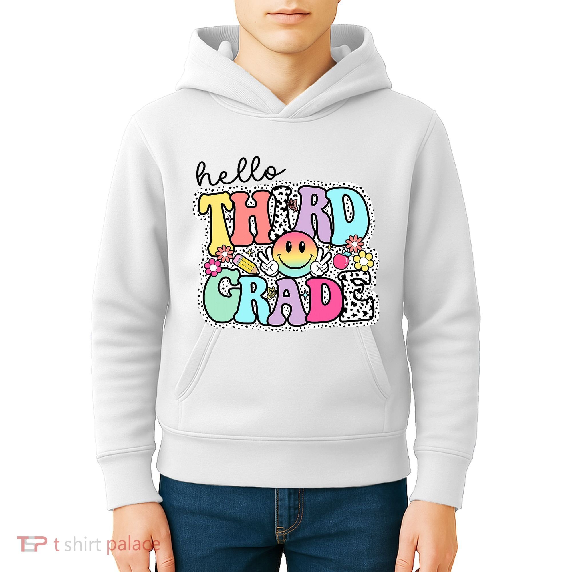 Hello Third Grade Team 3rd Grade Girl Teacher Back To School Kids Hoodie