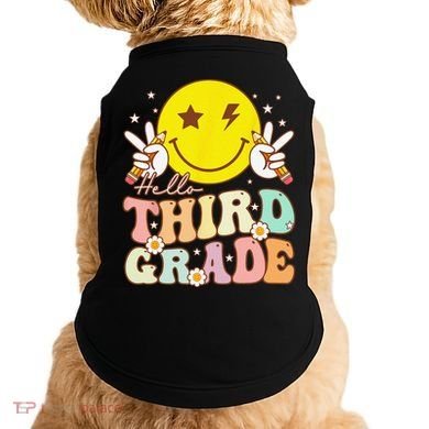Hello Third Grade Hippie Smile Face 3rd Grade Back To School Doggie Tank