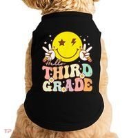 Hello Third Grade Hippie Smile Face 3rd Grade Back To School Doggie Tank thumb 0