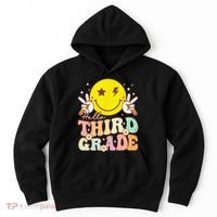Hello Third Grade Hippie Smile Face 3rd Grade Back To School Hoodie thumb 0