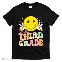 Hello Third Grade Hippie Smile Face 3rd Grade Back To School T-Shirt thumb 0