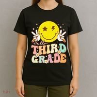 Hello Third Grade Hippie Smile Face 3rd Grade Back To School T-Shirt thumb 4