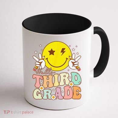 Hello Third Grade Hippie Smile Face 3rd Grade Back To School Coffee Mug back