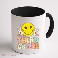 Hello Third Grade Hippie Smile Face 3rd Grade Back To School Coffee Mug thumb 1