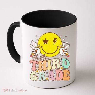 Hello Third Grade Hippie Smile Face 3rd Grade Back To School Coffee Mug