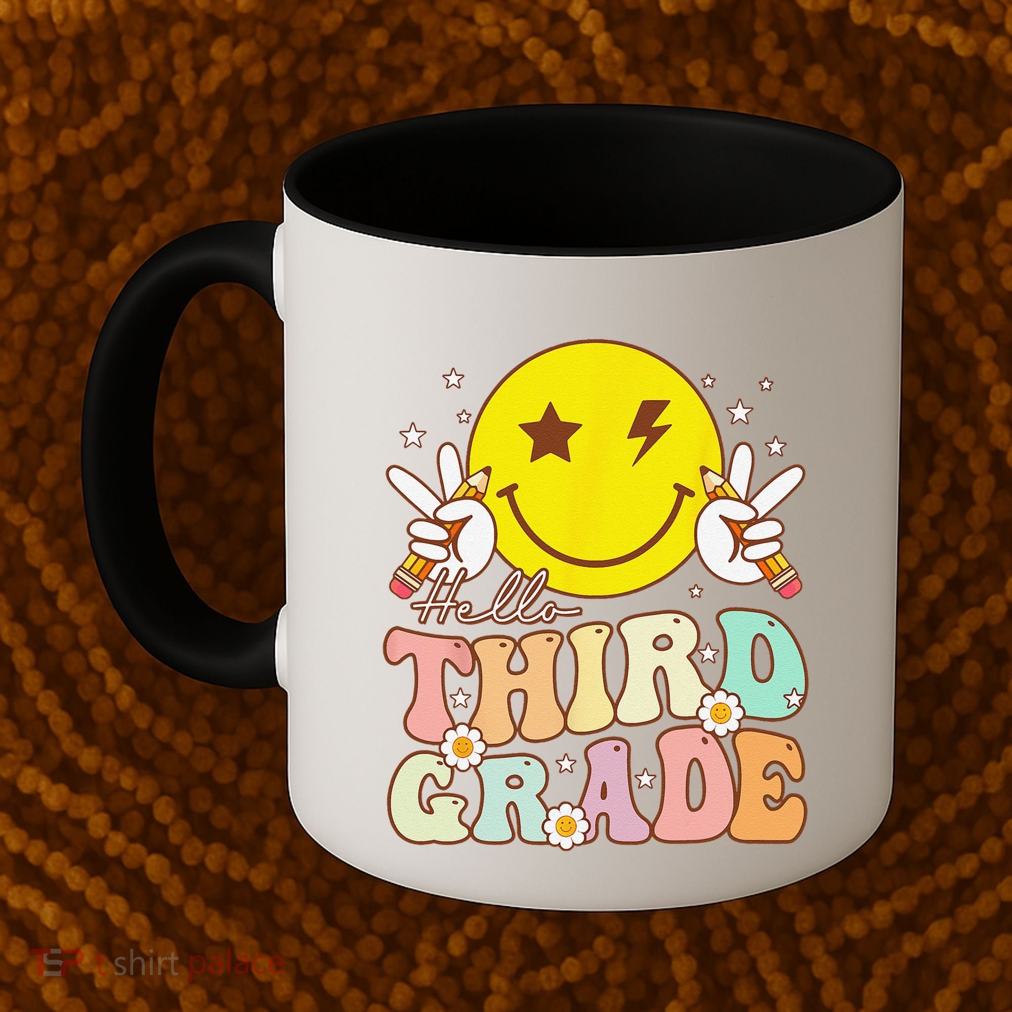 Hello Third Grade Hippie Smile Face 3rd Grade Back To School Coffee Mug