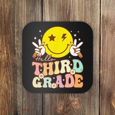 Hello Third Grade Hippie Smile Face 3rd Grade Back To School Coaster