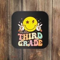 Hello Third Grade Hippie Smile Face 3rd Grade Back To School Coaster thumb 0