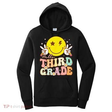 Hello Third Grade Hippie Smile Face 3rd Grade Back To School Women's Hoodie