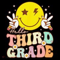 Hello Third Grade Hippie Smile Face 3rd Grade Back To School Women's Hoodie thumb 2