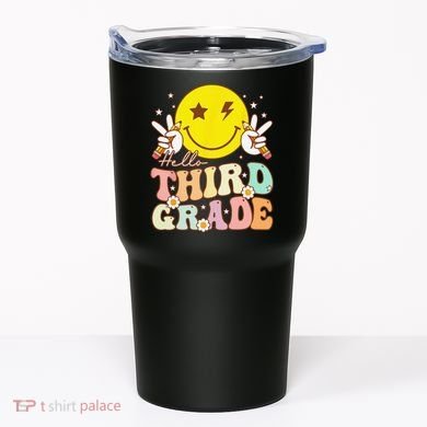 Hello Third Grade Hippie Smile Face 3rd Grade Back To School Tumbler