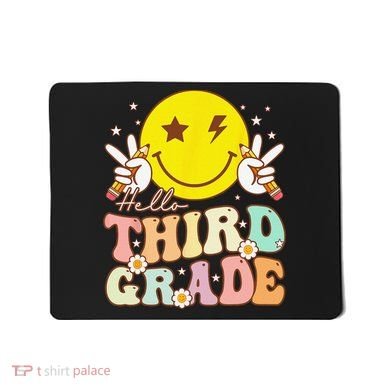 Hello Third Grade Hippie Smile Face 3rd Grade Back To School Mousepad