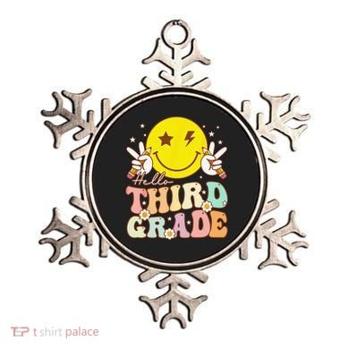 Hello Third Grade Hippie Smile Face 3rd Grade Back To School Ornament