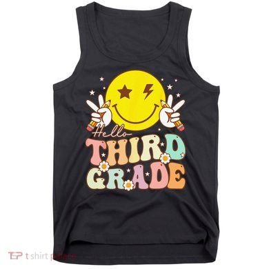 Hello Third Grade Hippie Smile Face 3rd Grade Back To School Tank Top