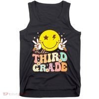 Hello Third Grade Hippie Smile Face 3rd Grade Back To School Tank Top thumb 0