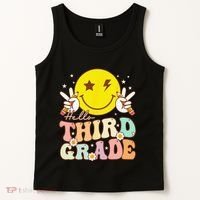 Hello Third Grade Hippie Smile Face 3rd Grade Back To School Tank Top thumb 2