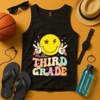 Hello Third Grade Hippie Smile Face 3rd Grade Back To School Tank Top thumb 4