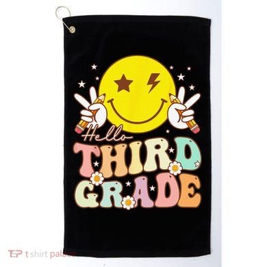 Hello Third Grade Hippie Smile Face 3rd Grade Back To School Golf Towel