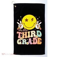 Hello Third Grade Hippie Smile Face 3rd Grade Back To School Golf Towel thumb 0
