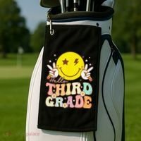 Hello Third Grade Hippie Smile Face 3rd Grade Back To School Golf Towel thumb 2