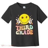 Hello Third Grade Hippie Smile Face 3rd Grade Back To School Toddler T-Shirt thumb 0