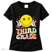Hello Third Grade Hippie Smile Face 3rd Grade Back To School Women's T-Shirt thumb 0