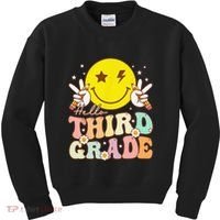 Hello Third Grade Hippie Smile Face 3rd Grade Back To School Kids Sweatshirt thumb 0