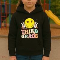 Hello Third Grade Hippie Smile Face 3rd Grade Back To School Kids Hoodie thumb 3