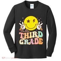 Hello Third Grade Hippie Smile Face 3rd Grade Back To School Kids Long Sleeve Shirt thumb 0