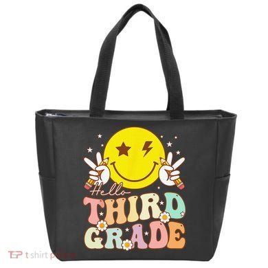 Hello Third Grade Hippie Smile Face 3rd Grade Back To School Tote Bag