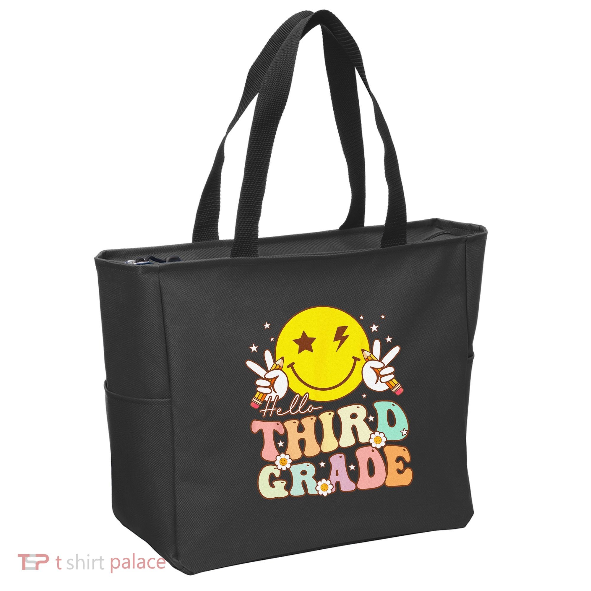 Hello Third Grade Hippie Smile Face 3rd Grade Back To School Tote Bag