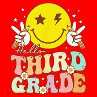 Hello Third Grade Hippie Smile Face 3rd Grade Back To School Santa Hat thumb 1