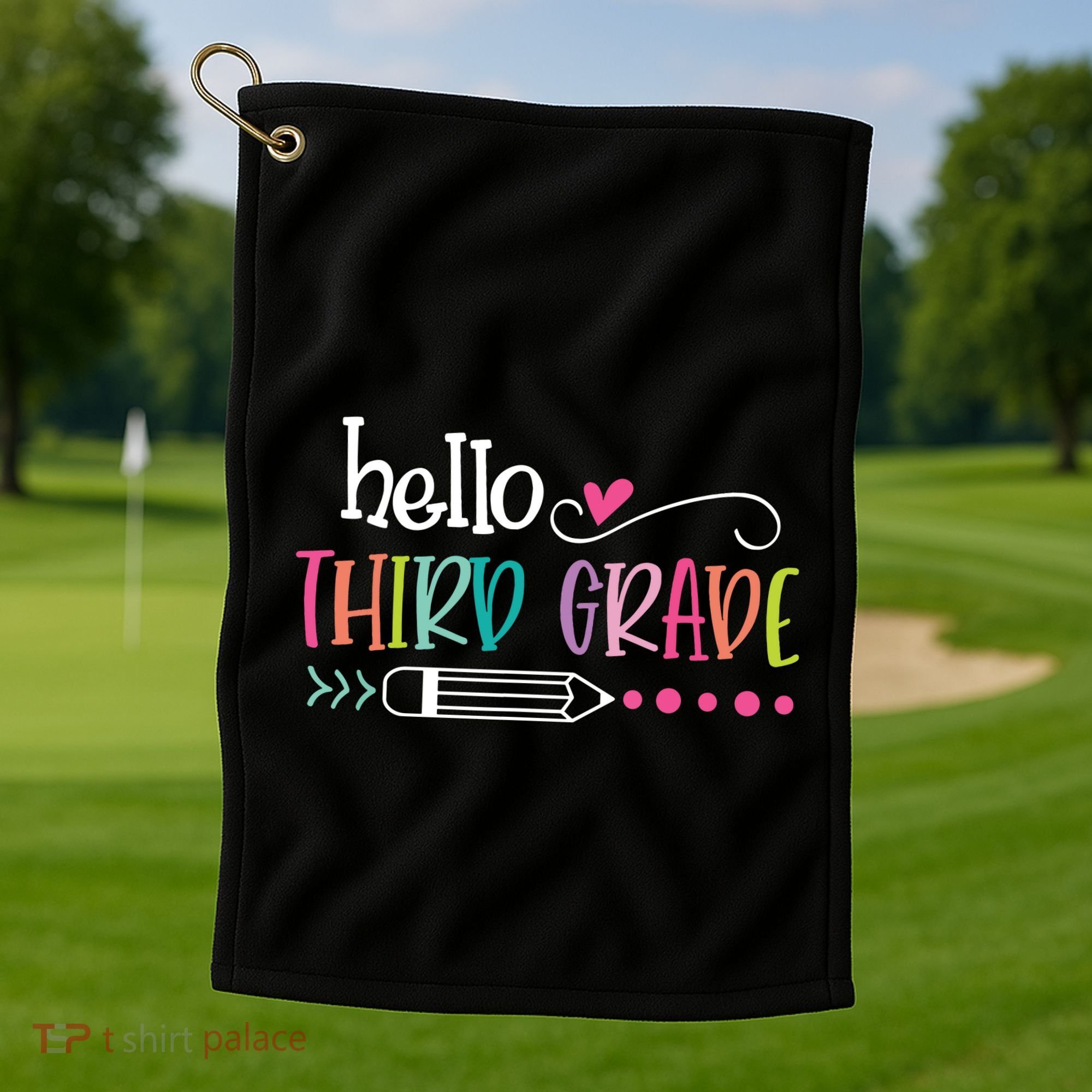 Hello Third Grade Fun 3rd Grade To School Gift Golf Towel