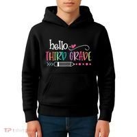 Hello Third Grade Fun 3rd Grade To School Gift Kids Hoodie thumb 4