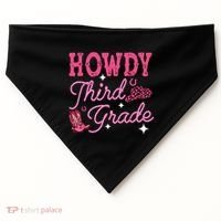 Howdy Third Grade 3rd Grade Teacher Western Cowboy Cowgirls USA-Made Doggie Bandana thumb 0
