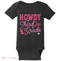 Howdy Third Grade 3rd Grade Teacher Western Cowboy Cowgirls Baby Bodysuit thumb 0