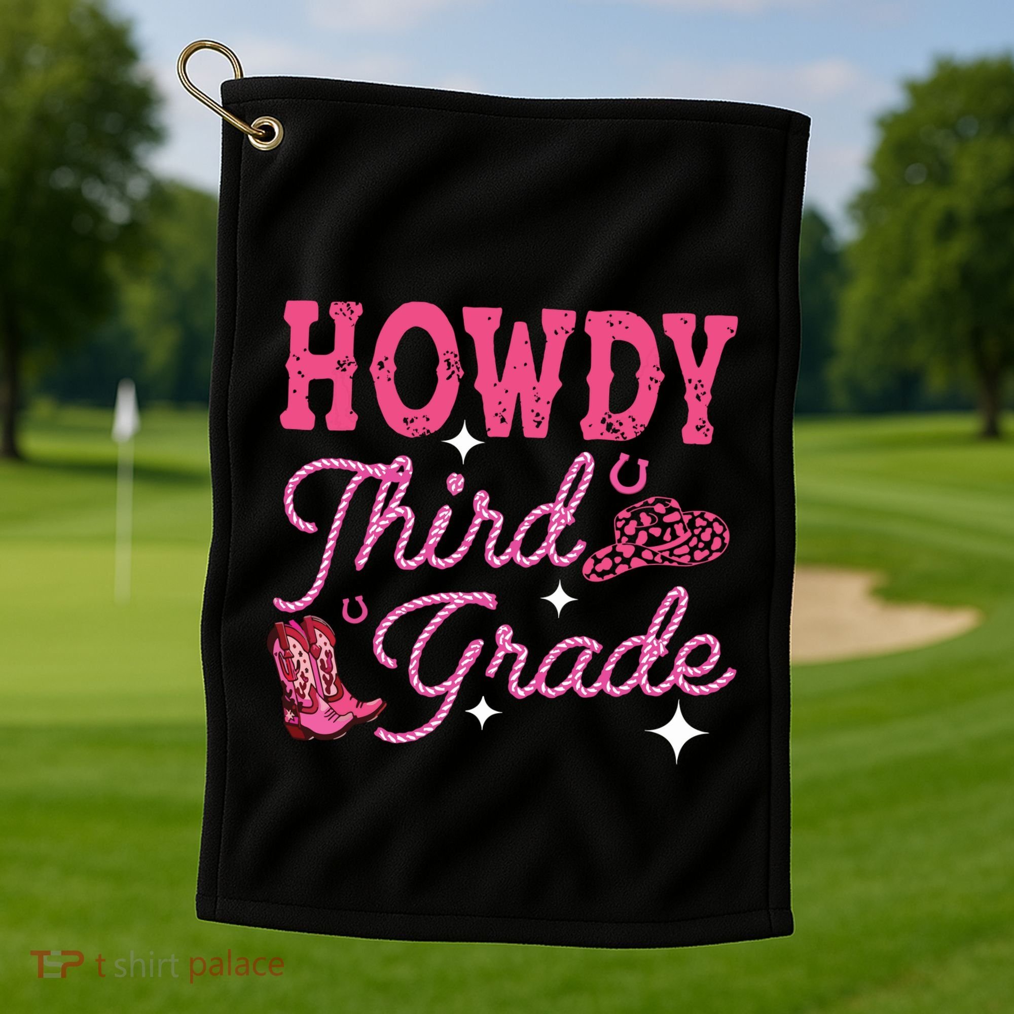 Howdy Third Grade 3rd Grade Teacher Western Cowboy Cowgirls Golf Towel