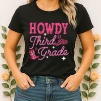 Howdy Third Grade 3rd Grade Teacher Western Cowboy Cowgirls Women's T-Shirt thumb 2