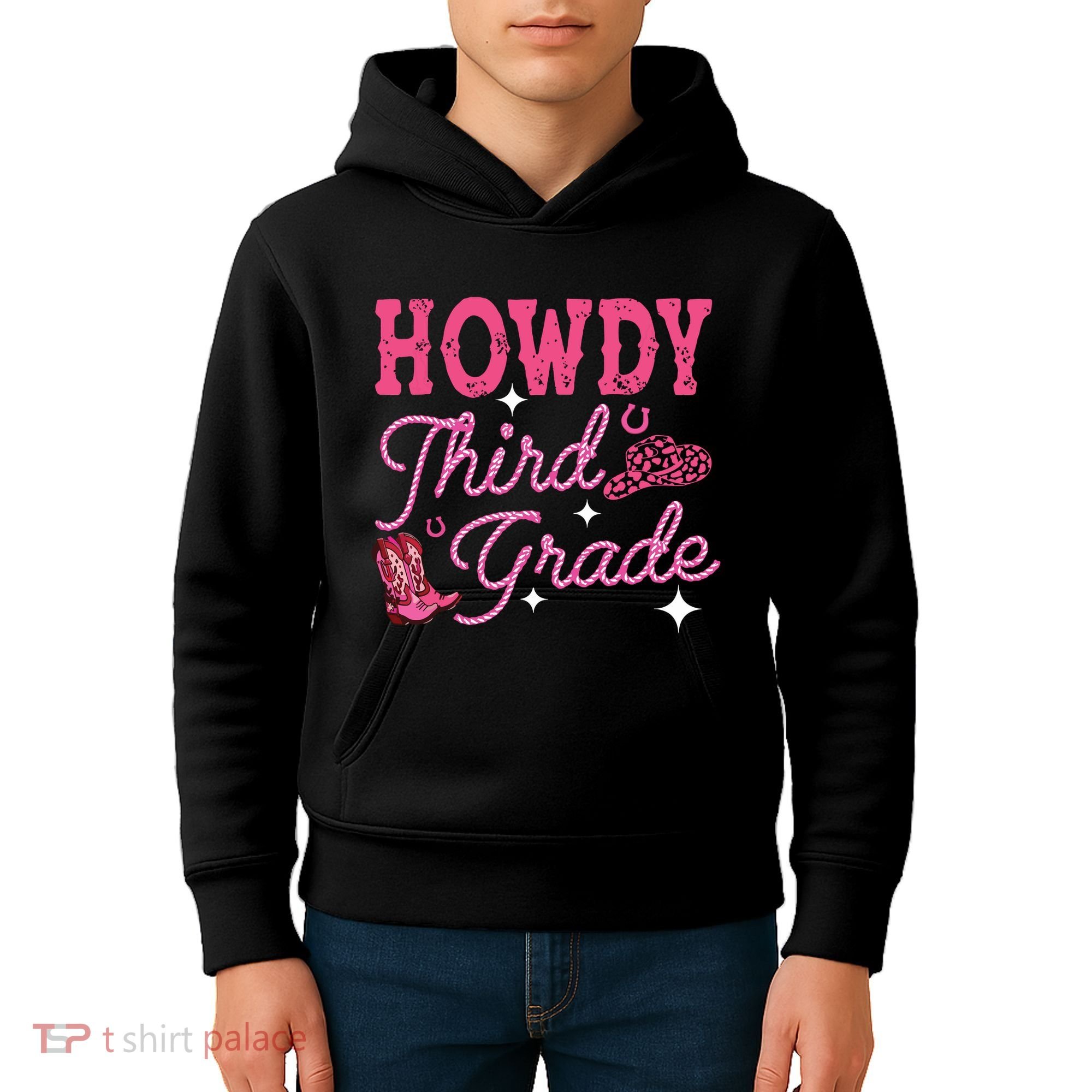 Howdy Third Grade 3rd Grade Teacher Western Cowboy Cowgirls Kids Hoodie
