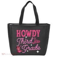 Howdy Third Grade 3rd Grade Teacher Western Cowboy Cowgirls Tote Bag thumb 0
