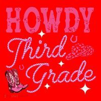 Howdy Third Grade 3rd Grade Teacher Western Cowboy Cowgirls Santa Hat thumb 1