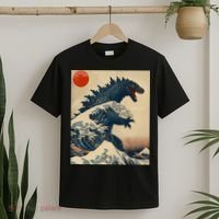 Hokusai The Great Kaiju Off Kanagawa Vintage Japanese Art T-Shirt thumb 2